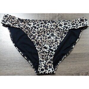 NWOT - CHRISTIN MICHAELS RUCHED SIDE TAB BIKINI BOTTOM - LEOPARD PRINT - XL